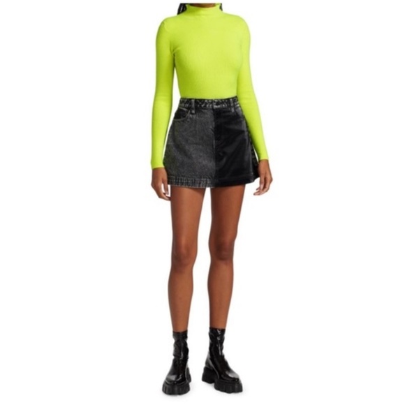ALICE + OLIVIA Ciara mock neck Lime Green cropped Sweater size XS - Picture 3 of 8